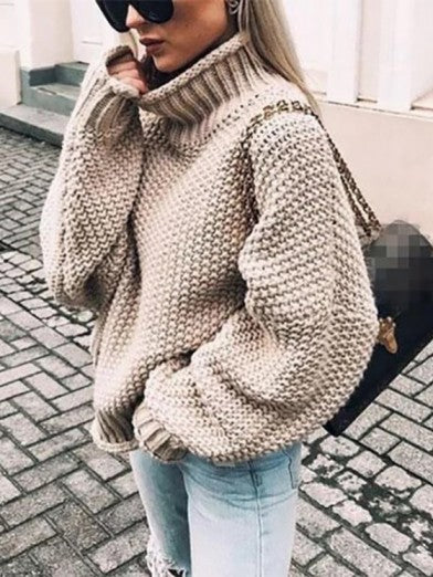 Women's Black Turtleneck Sweater Comfortable Cotton Blend 2