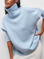 Women's Black Turtleneck Sweater Elegant Warm Comfortable 1