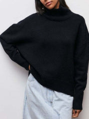 Women's Black Turtleneck Sweater Elegant Warm Comfortable 2