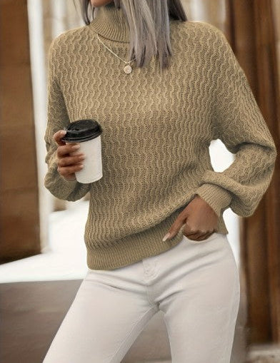 Women's Chunky Knit Turtleneck Sweater - Winter Warmth and Style 0