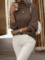 Women's Chunky Knit Turtleneck Sweater - Winter Warmth and Style 1