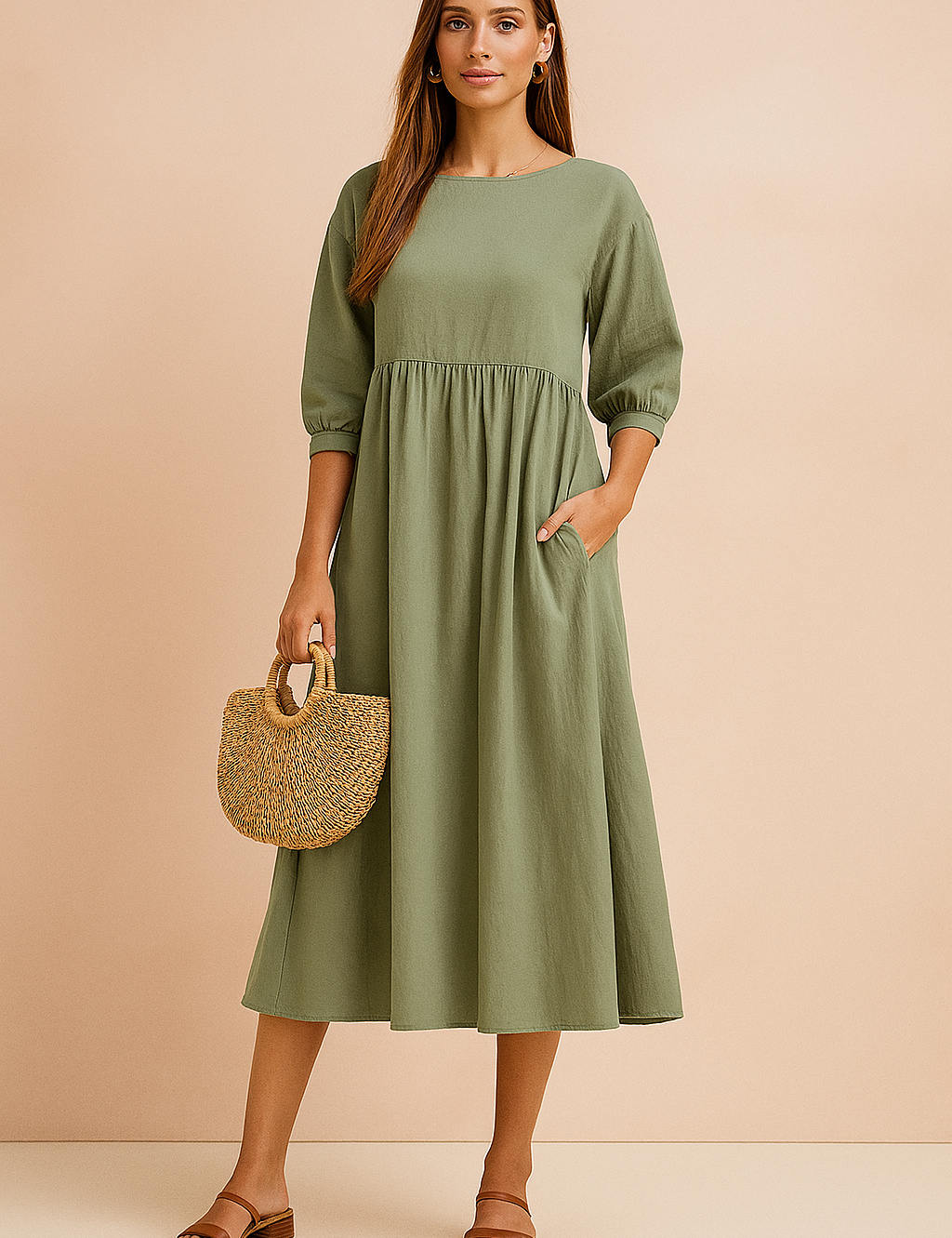Women's Elegant Midi Dress Comfortable Soft Fabric 0