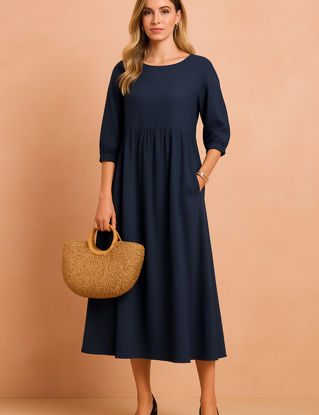 Women's Elegant Midi Dress Comfortable Soft Fabric 1
