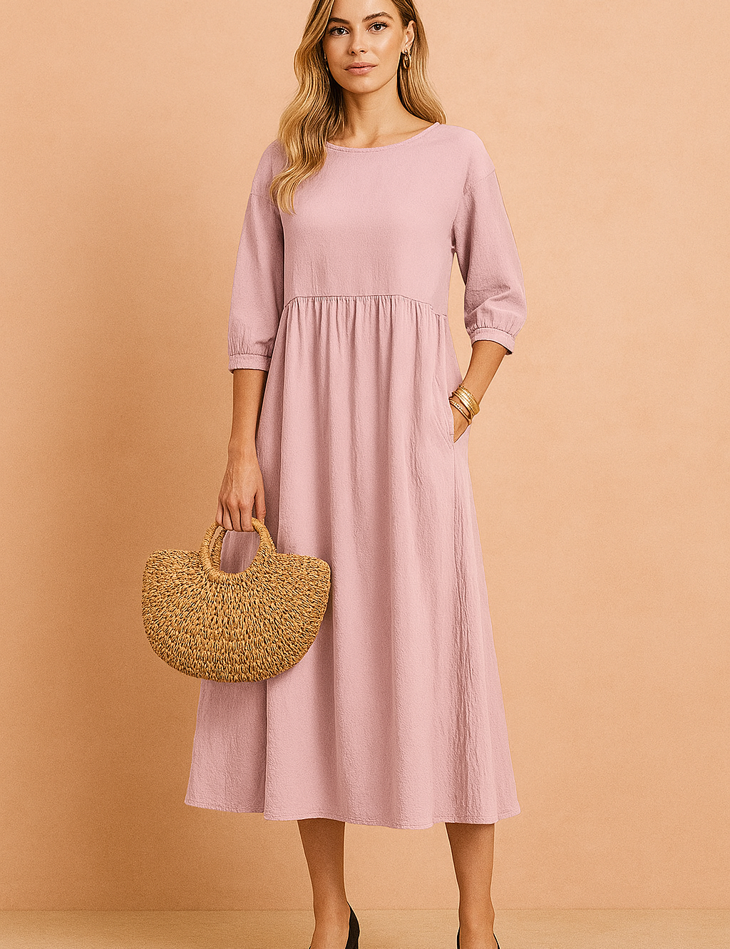 Women's Elegant Midi Dress Comfortable Soft Fabric 2