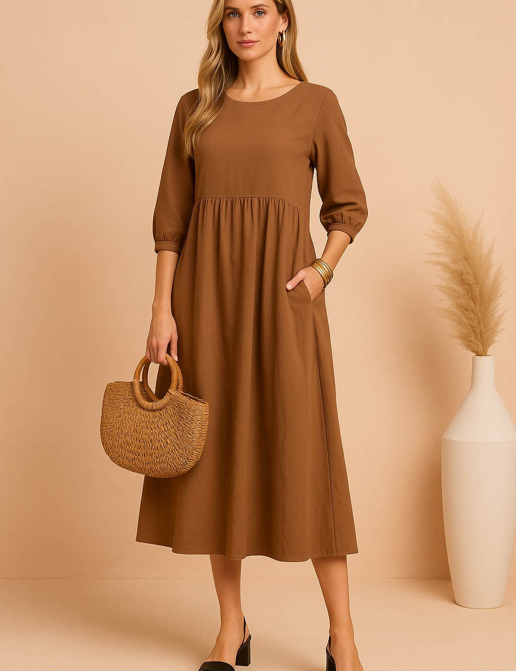 Women's Elegant Midi Dress Comfortable Soft Fabric 3