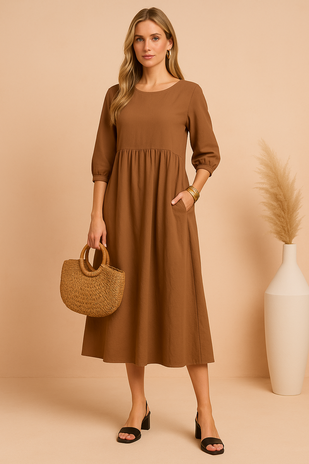 Women's Elegant Midi Dress Comfortable Soft Fabric 3