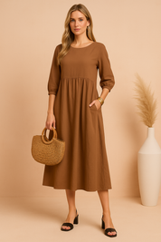 Women's Elegant Midi Dress Comfortable Soft Fabric 3