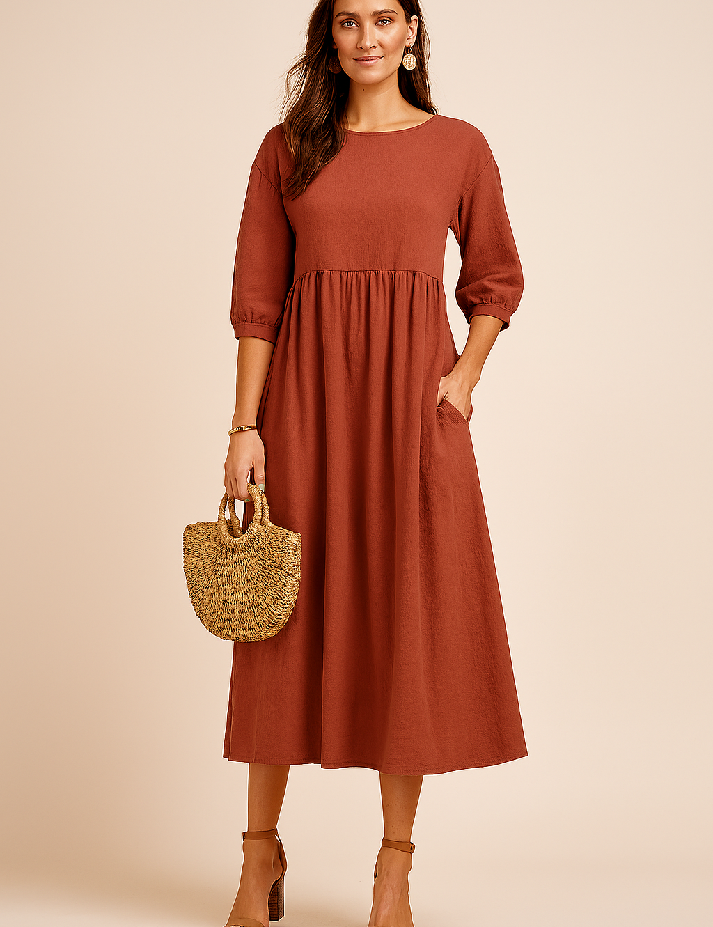 Women's Elegant Midi Dress Comfortable Soft Fabric 8