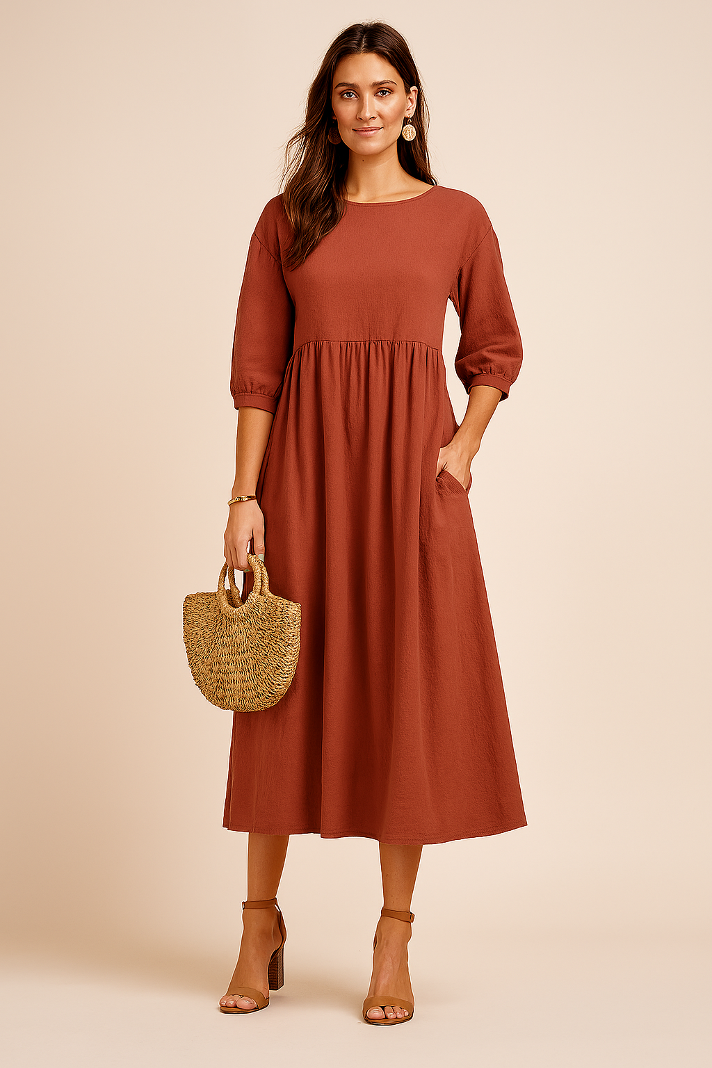 Women's Elegant Midi Dress Comfortable Soft Fabric 8