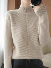 Women's Fashion High Neck Knitted Sweater - Elegance and Comfort for Fall 2