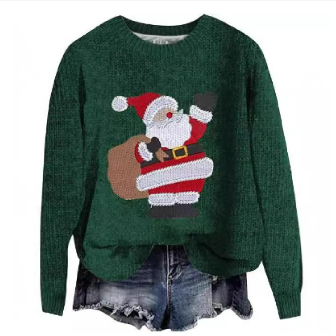 Women's Festive Long Sleeve Sweater, Cozy Knit 4