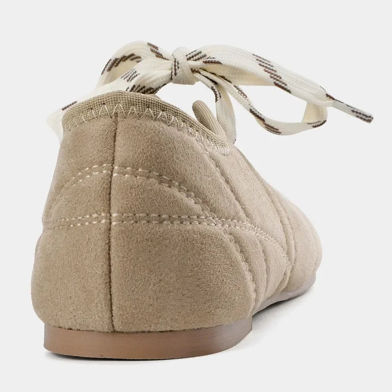 Women's Lace-Up Ballet Flats Comfortable Faux Suede 4