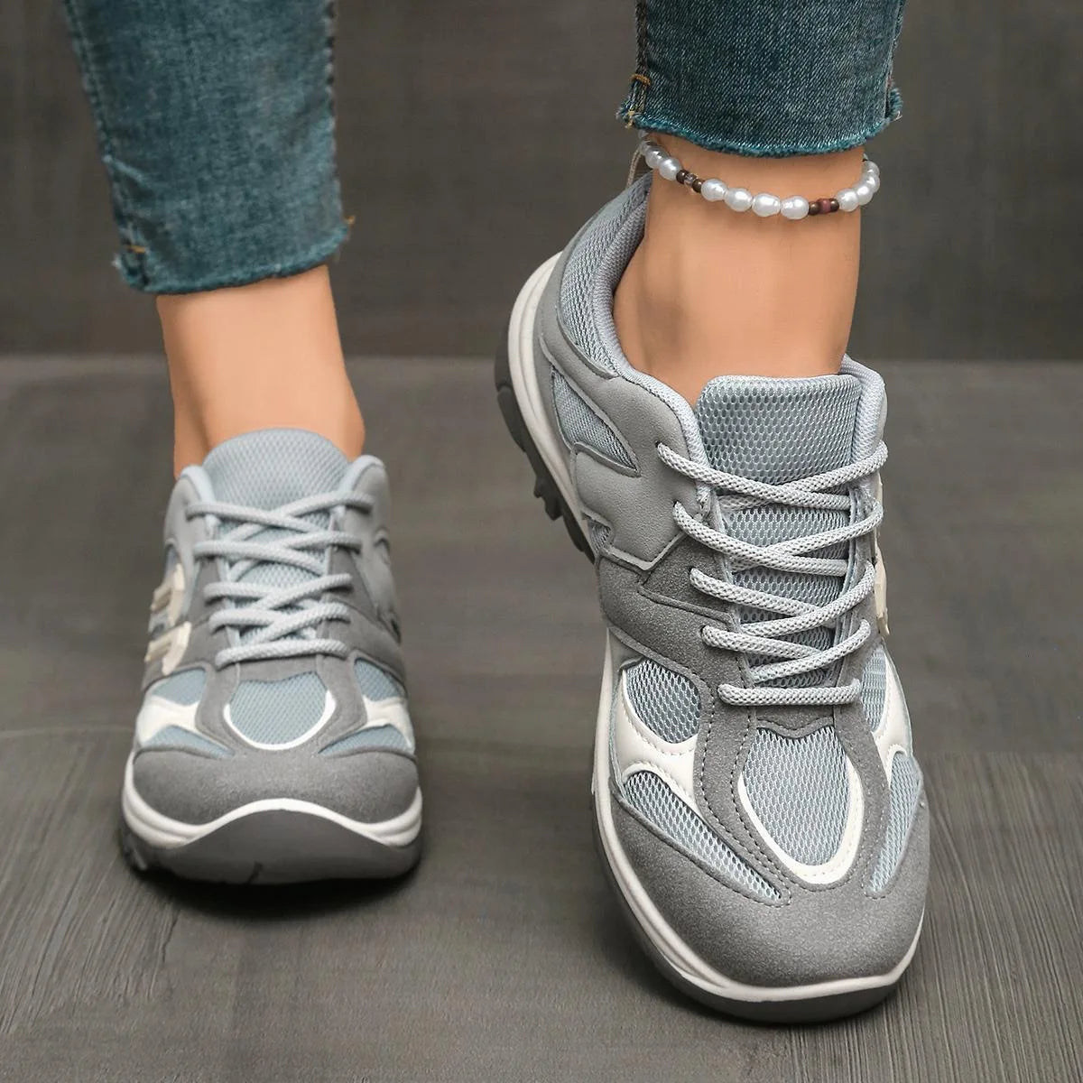 Women's Lace-Up Sneakers Comfortable Thick Sole Synthetic 2