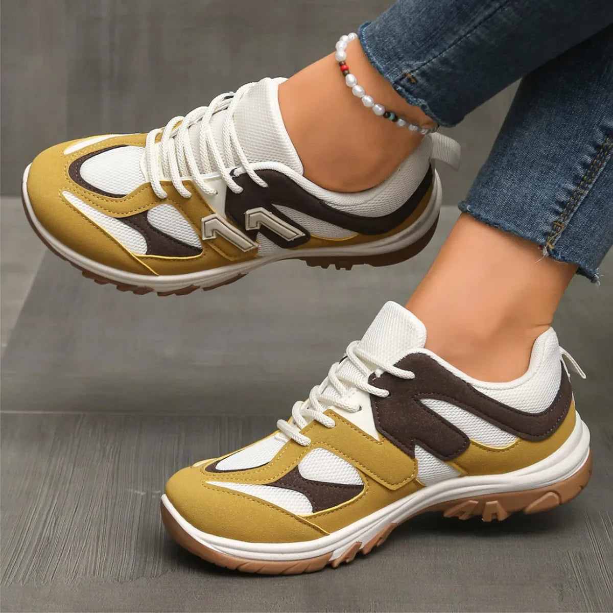 Women's Lace-Up Sneakers Comfortable Thick Sole Synthetic 3
