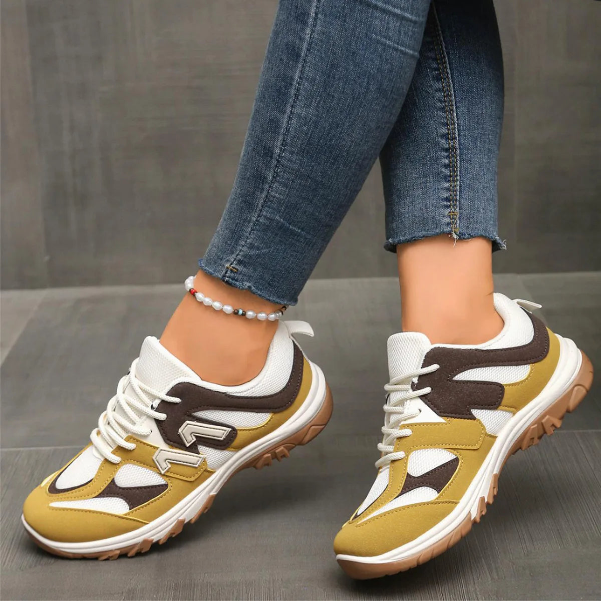 Women's Lace-Up Sneakers Comfortable Thick Sole Synthetic 5