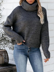 Women's Oversized Black Turtleneck Sweater Soft Knit Comfort 0