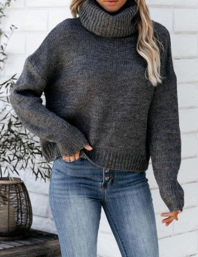 Women's Oversized Black Turtleneck Sweater Soft Knit Comfort 0