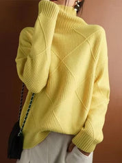 Women's Oversized Cashmere Sweater with 3D Diamond Pattern for Warmth and Style 3