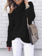 Women's Oversized Sweater Chic Off-Shoulder Knit Autumn Wool 0