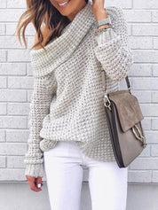 Women's Oversized Sweater Chic Off-Shoulder Knit Autumn Wool 1