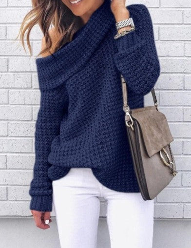 Women's Oversized Sweater Chic Off-Shoulder Knit Autumn Wool 2