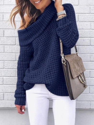 Women's Oversized Sweater Chic Off-Shoulder Knit Autumn Wool 2