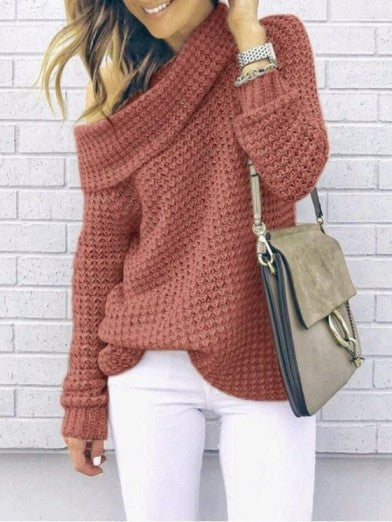 Women's Oversized Sweater Chic Off-Shoulder Knit Autumn Wool 3