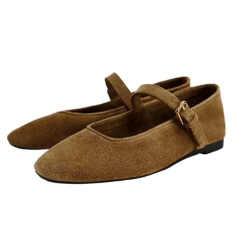 Women's Retro Mary Jane Ballet Flats Comfortable Faux Suede 0