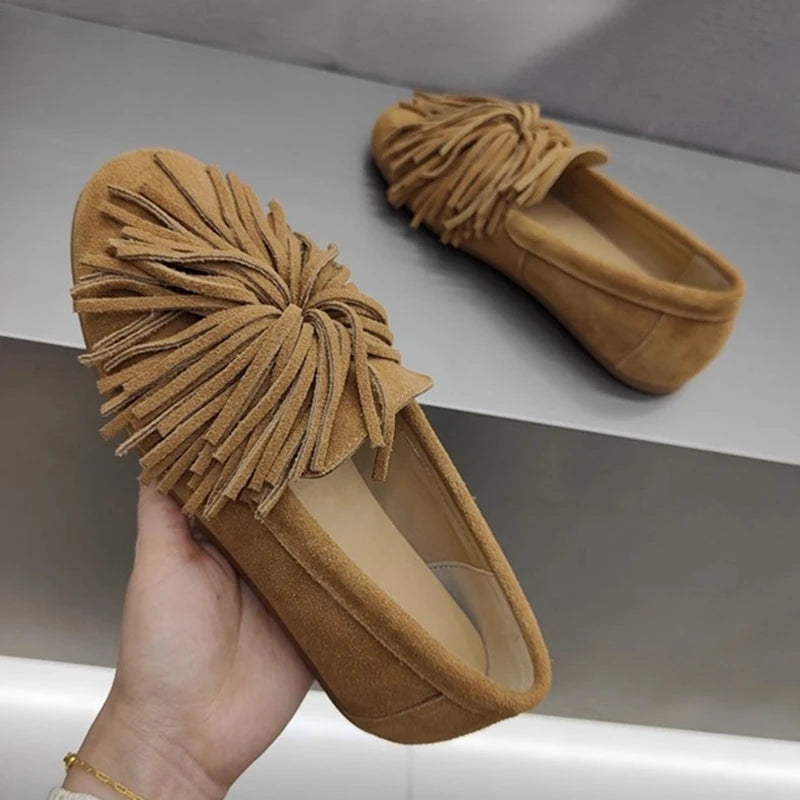 Women's Stylish Loafers Comfortable Faux Suede Slip-On Flats 8