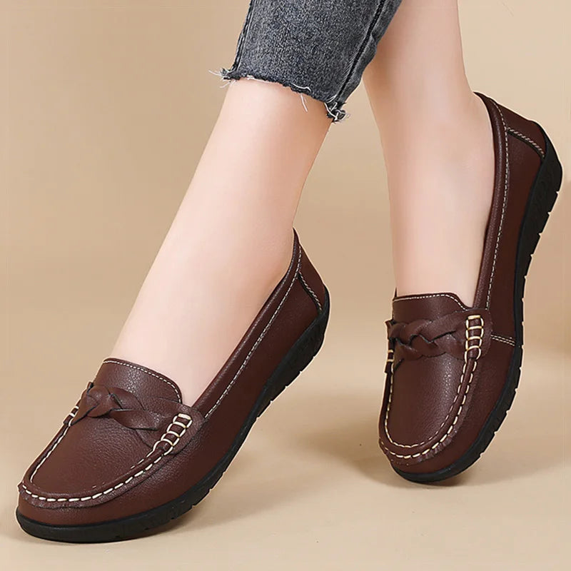 Women's Stylish Slip-On Loafers Comfortable Soft Leather 2