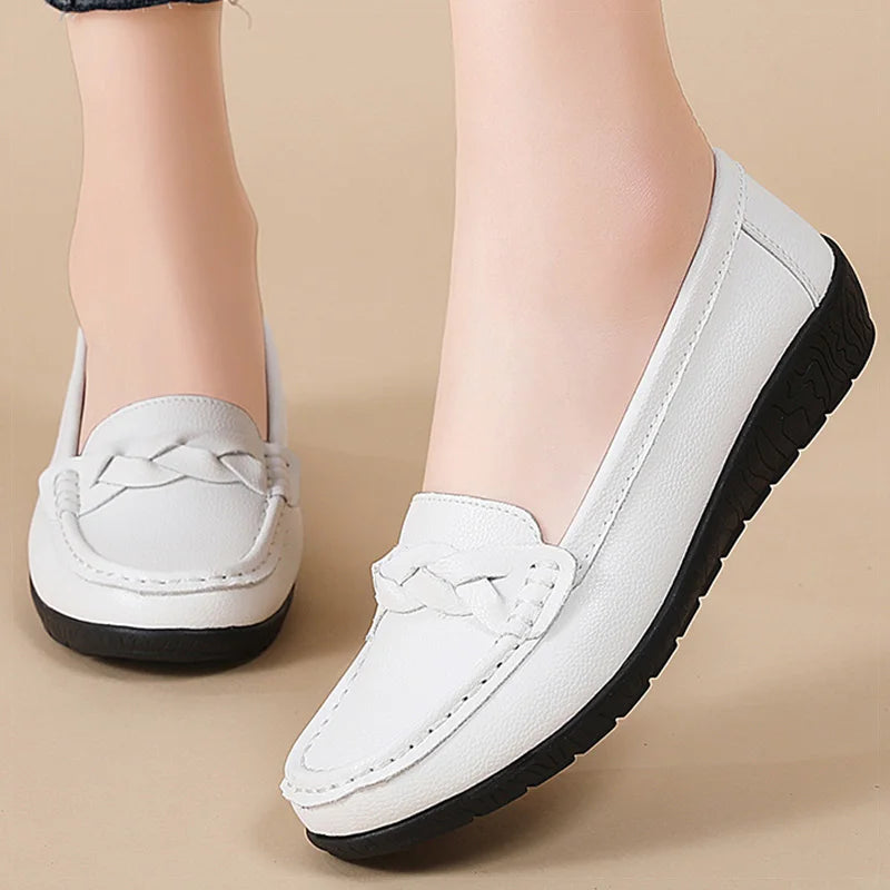 Women's Stylish Slip-On Loafers Comfortable Soft Leather 4