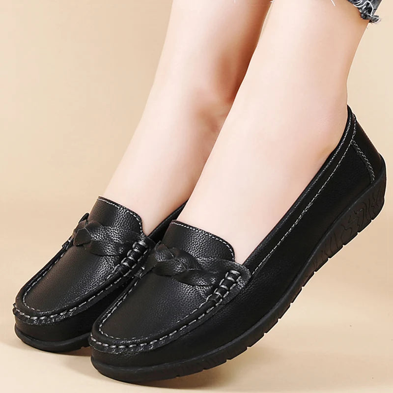 Women's Stylish Slip-On Loafers Comfortable Soft Leather 6