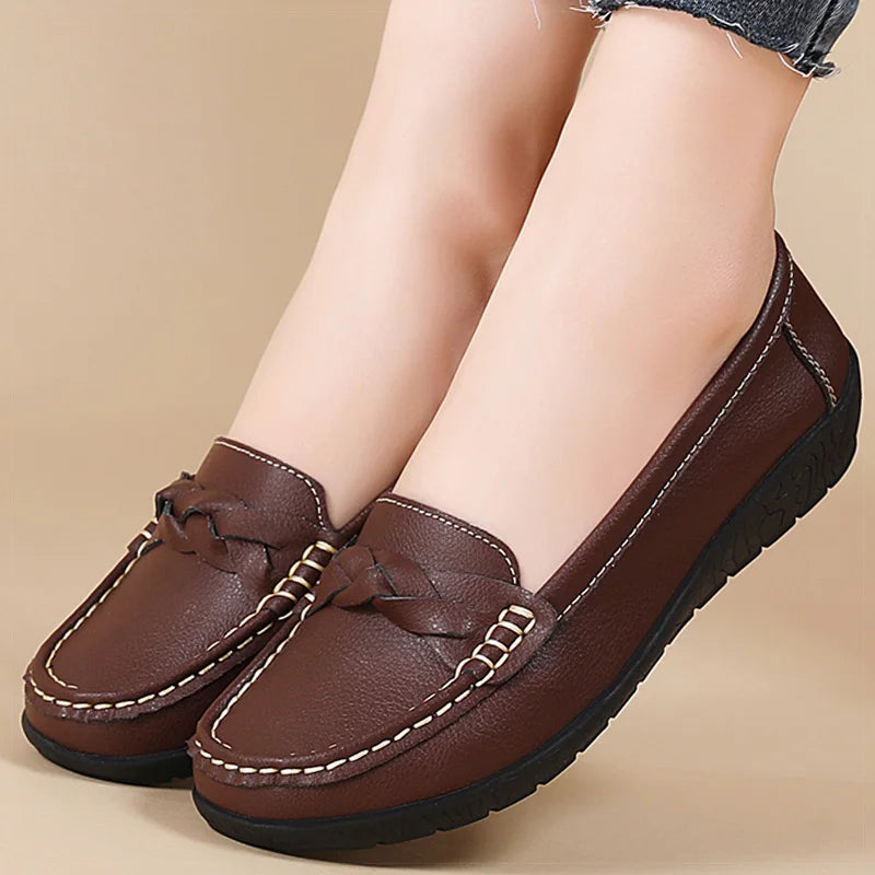 Women's Stylish Slip-On Loafers Comfortable Soft Leather 7