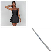 Womens Elegant Short Dress Draped Lightweight Fabric 11