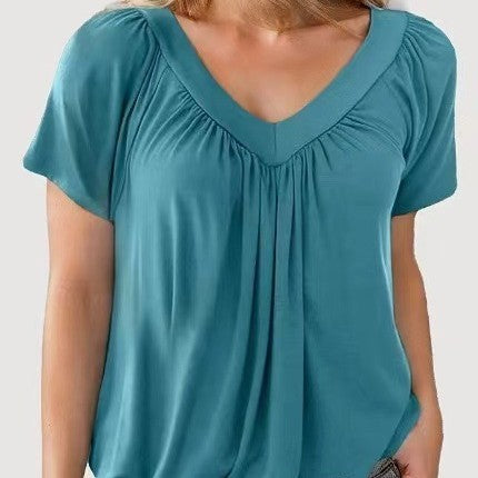 Womens Elegant V-Neck Blouse Lightweight Fluid Design for Everyday Wear 1