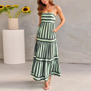 Womens Striped Maxi Dress - Lightweight Summer Dress with Wrap Style and Tied Belt for Casual Outings 4