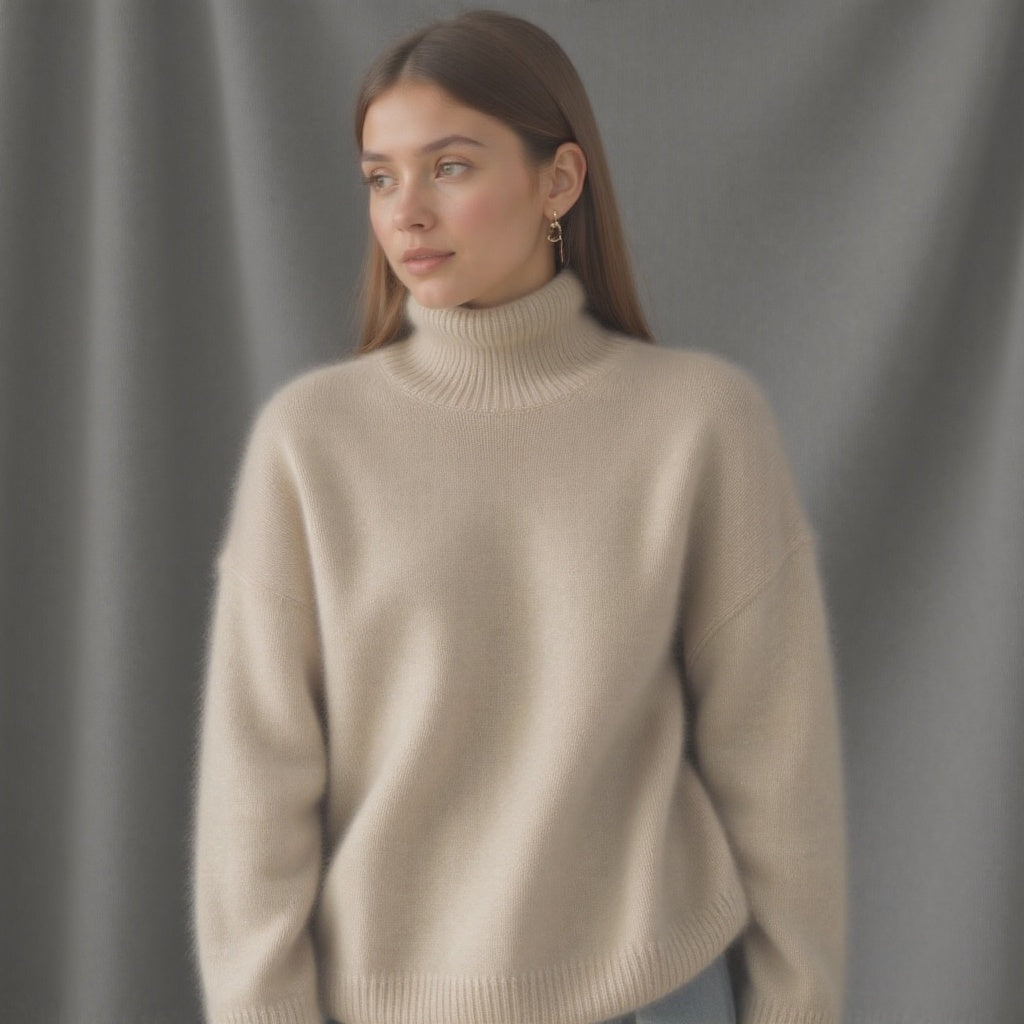 Womens Oversized Cashmere Turtleneck Sweater - Comfortable Knit for Everyday Style 4
