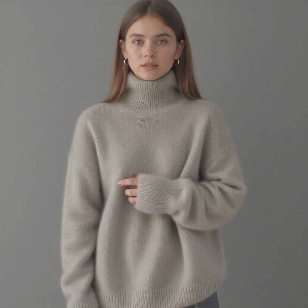 Womens Oversized Cashmere Turtleneck Sweater - Comfortable Knit for Everyday Style 16