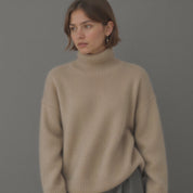 Womens Oversized Cashmere Turtleneck Sweater - Comfortable Knit for Everyday Style 14