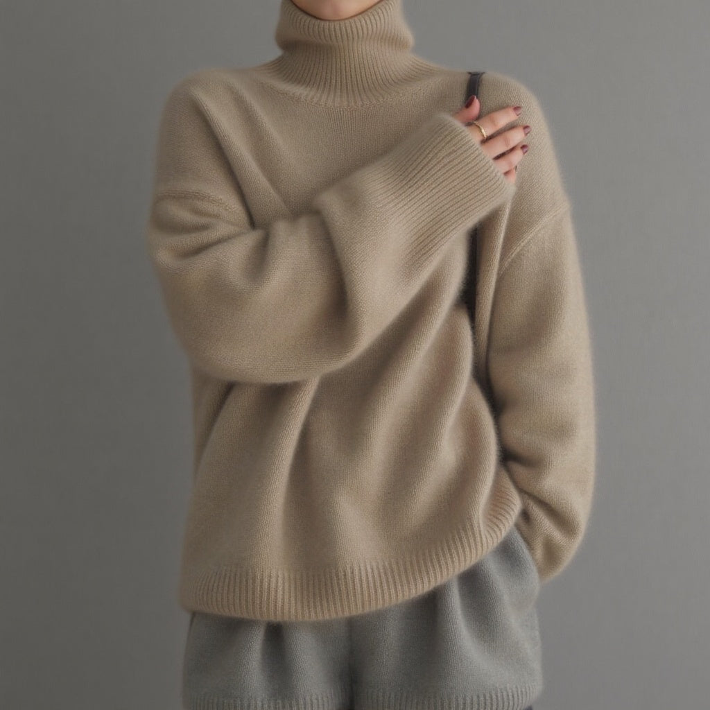 Womens Oversized Cashmere Turtleneck Sweater - Comfortable Knit for Everyday Style 18