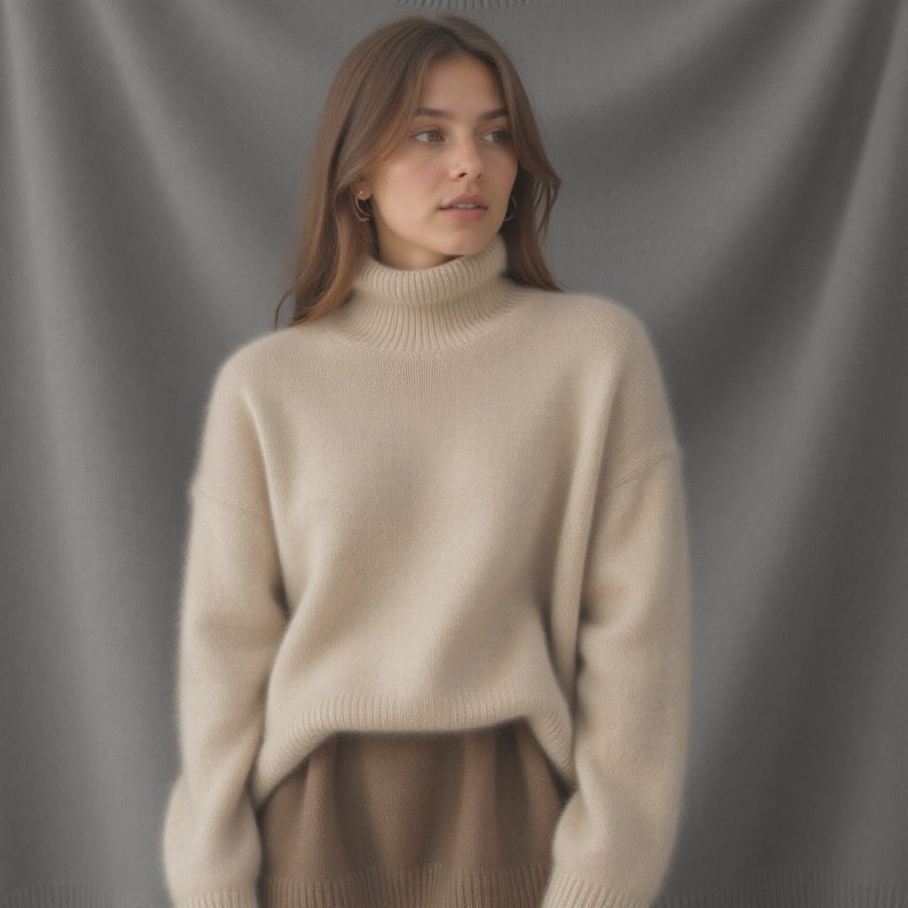 Womens Oversized Cashmere Turtleneck Sweater - Comfortable Knit for Everyday Style 2