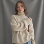 Womens Oversized Cashmere Turtleneck Sweater - Comfortable Knit for Everyday Style 10