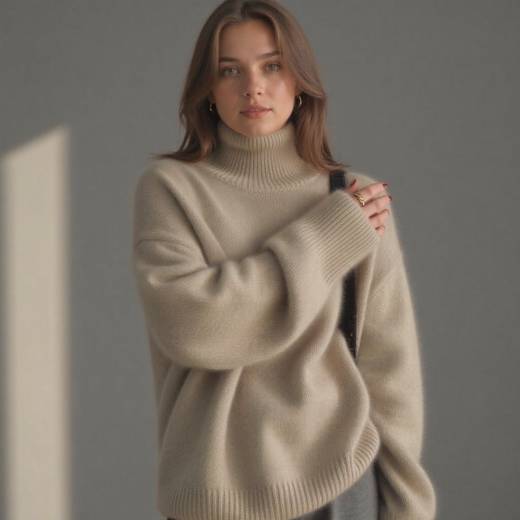 Womens Oversized Cashmere Turtleneck Sweater - Comfortable Knit for Everyday Style 7