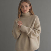 Womens Oversized Cashmere Turtleneck Sweater - Comfortable Knit for Everyday Style 12